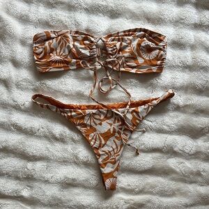 Billabong Orange and White Bikini
